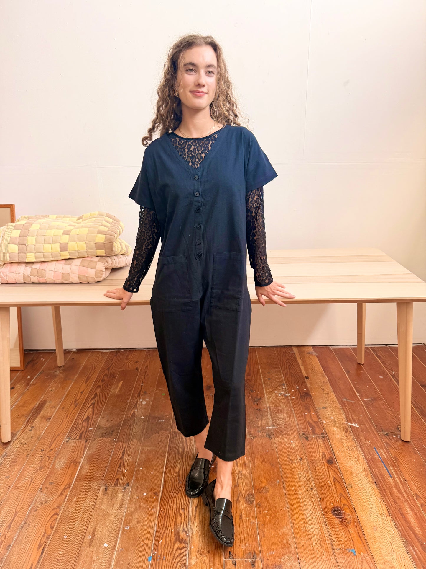 Short Sleeve Light Black Jumpsuit