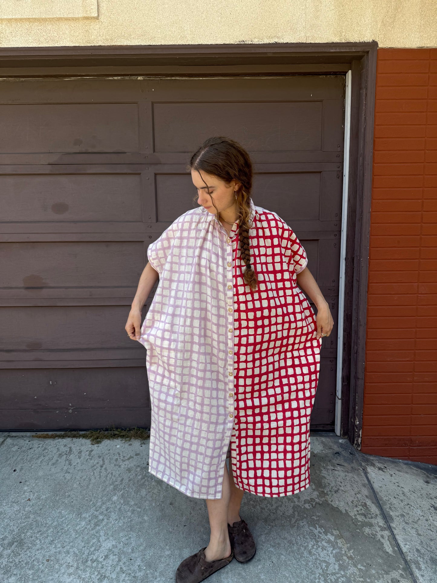 Elise Red and Pink Grid