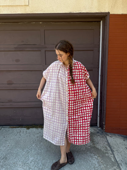 Elise Red and Pink Grid