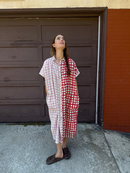 Elise Red and Pink Grid