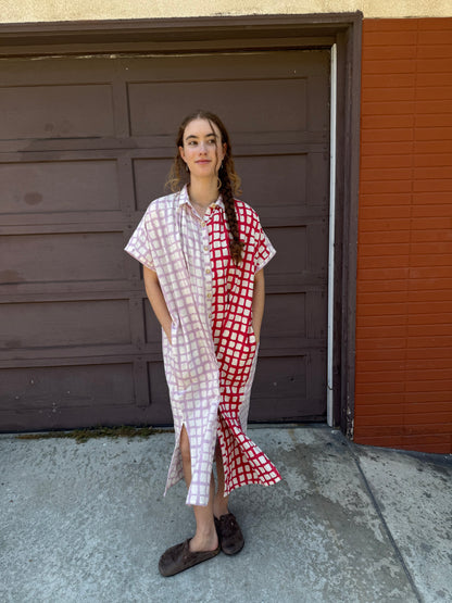 Elise Red and Pink Grid