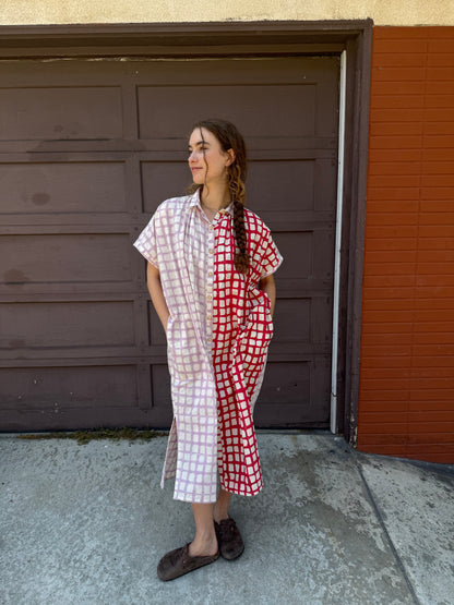 Elise Red and Pink Grid