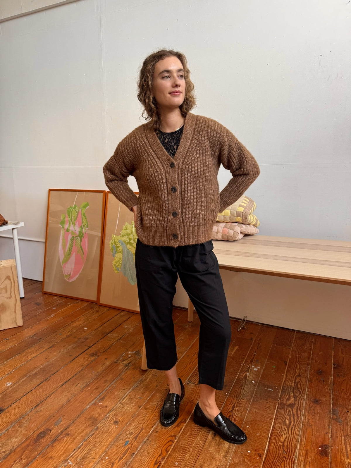 Caramel Gaston Cardigan, Undyed Aplaca