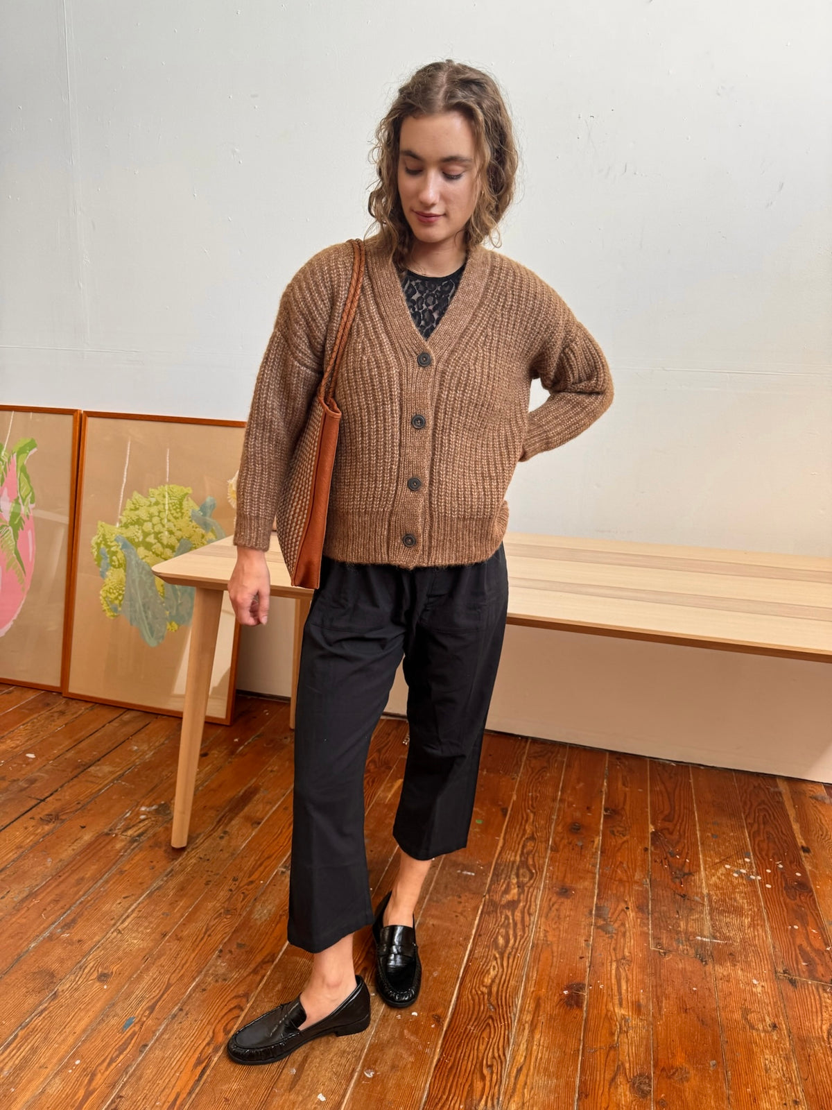 Caramel Gaston Cardigan, Undyed Aplaca