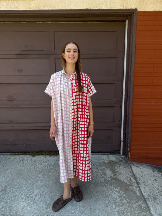 Elise Red and Pink Grid