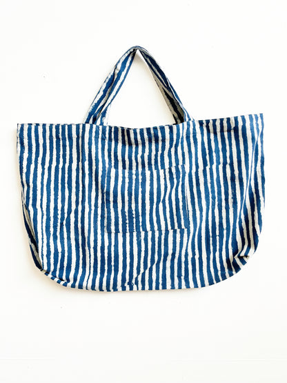 Weekend Tote Bag - Indigo Stripes (Extra Light)