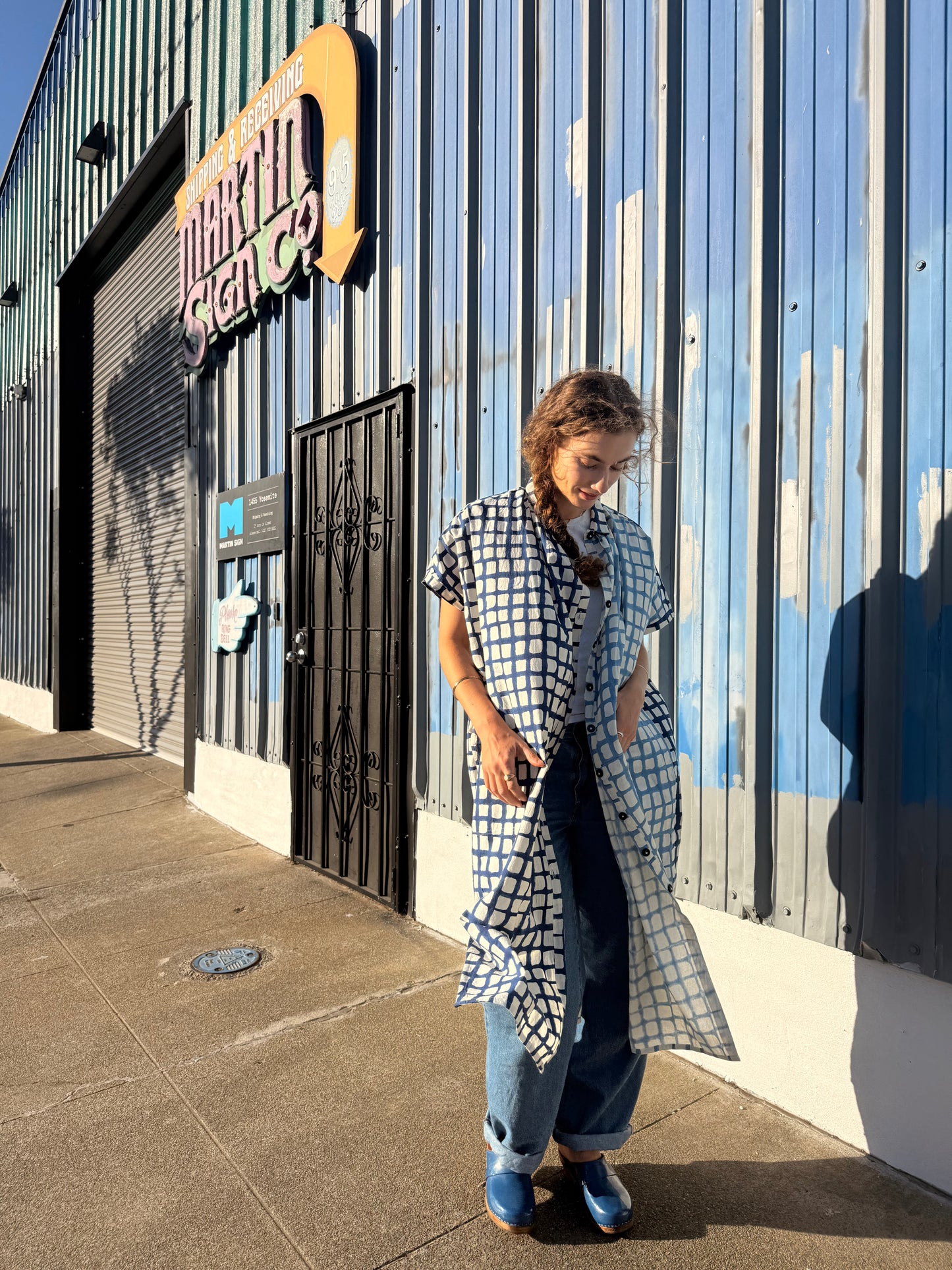Elise Grid Dark & Light Blue