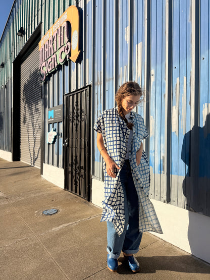 Elise Grid Dark & Light Blue