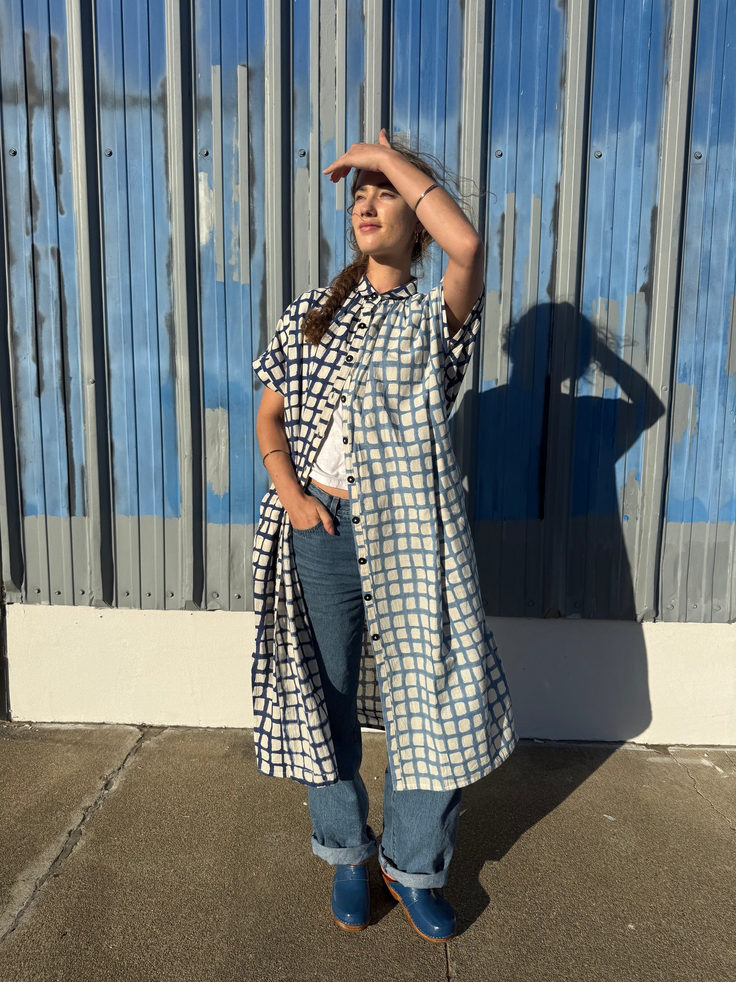 Elise Grid Dark & Light Blue