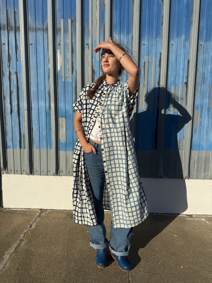 Elise Grid Dark & Light Blue