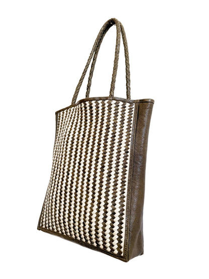 Darna Olive and White Tote Bag