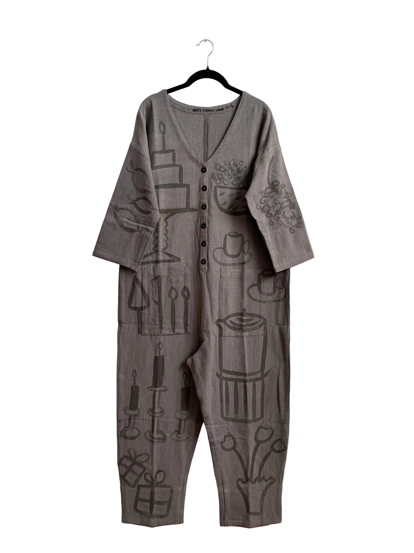 #115 Hand-painted Jumpsuit M/L - L'anniversaire