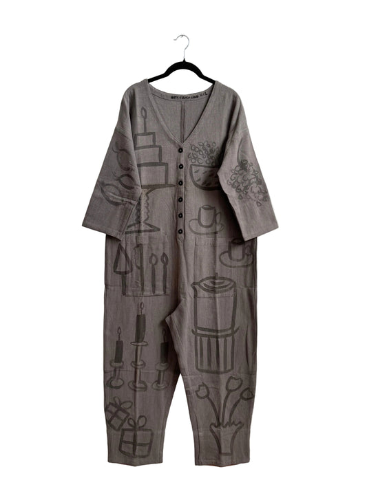 #115 Hand-painted Jumpsuit M/L - L'anniversaire