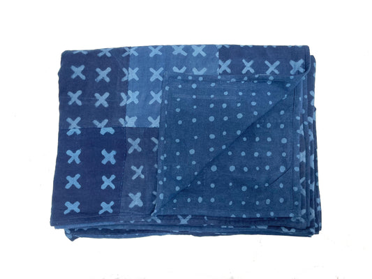 One of a Kind Cross Indigo Quilt 75x55in