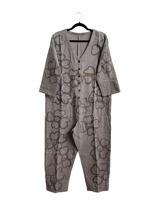 #118 Hand-painted Jumpsuit M/L - Les Fleurs