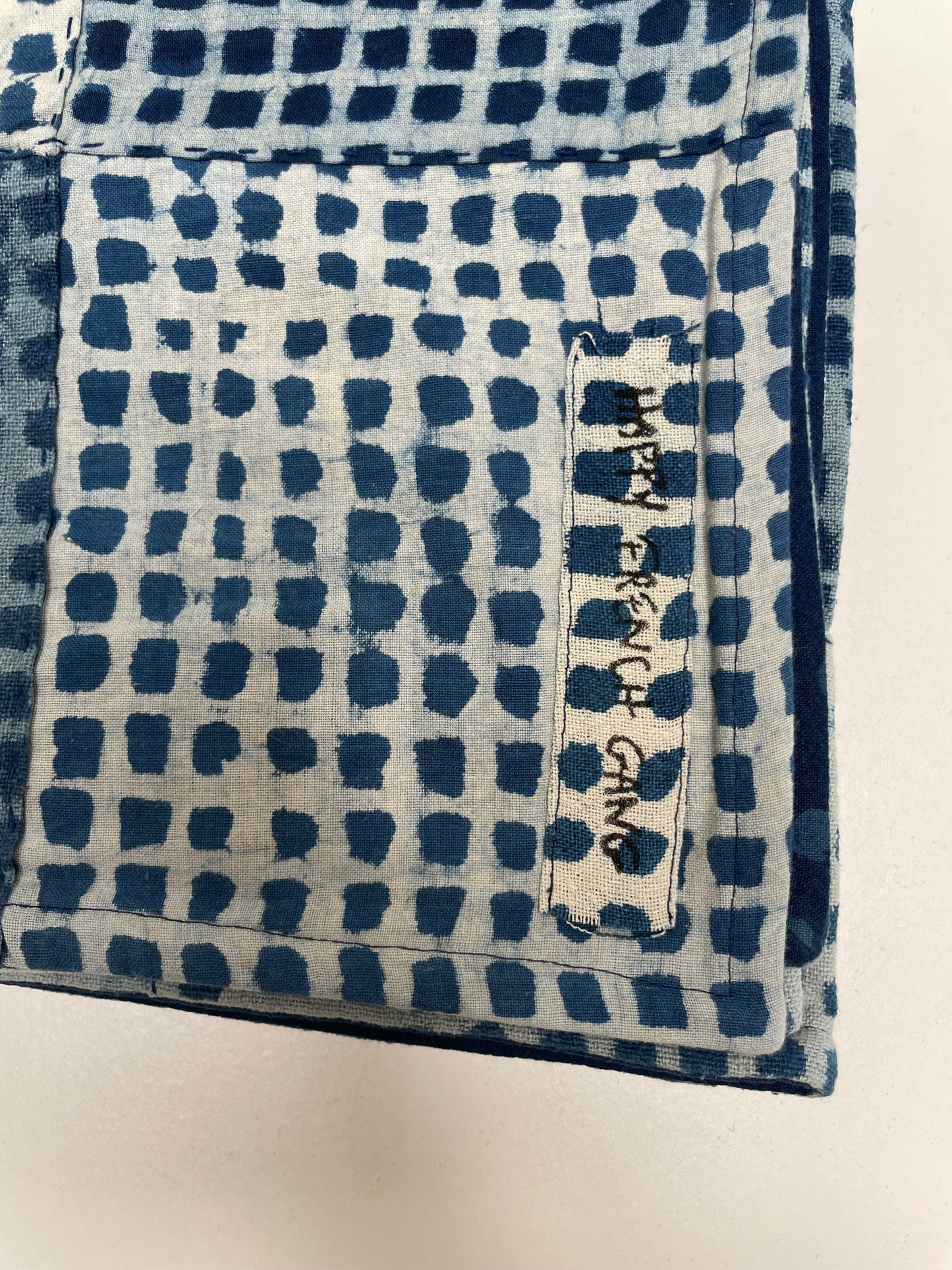 One of a Kind Square Indigo Quilt 75x55in