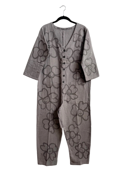 #119 Hand-painted Jumpsuit S/M - Les Fleurs