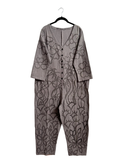 #120 Hand-painted Jumpsuit M/L - Garden