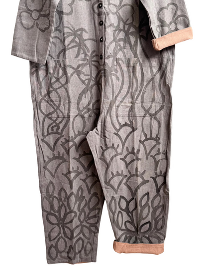 #120 Hand-painted Jumpsuit M/L - Garden
