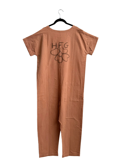 #121 Hand-painted Short Sleeve Jumpsuit S/M - Les Fleurs