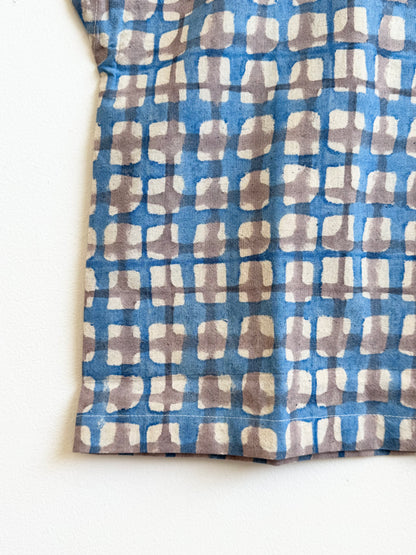 Zélia Top Blue and Grey Grid