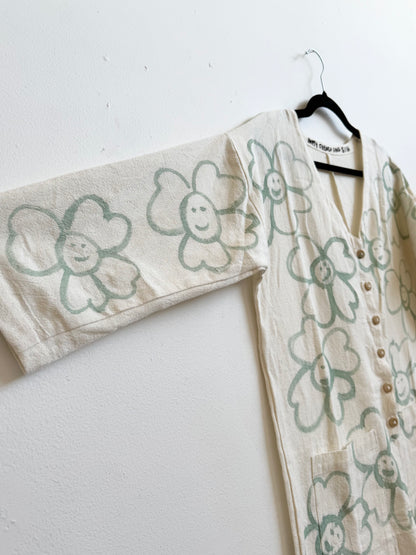 #123 Hand-painted Jumpsuit White S/M - Les Fleurs