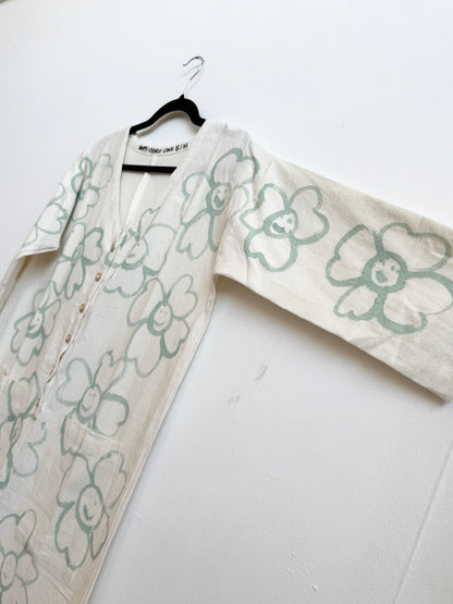 #123 Hand-painted Jumpsuit White S/M - Les Fleurs