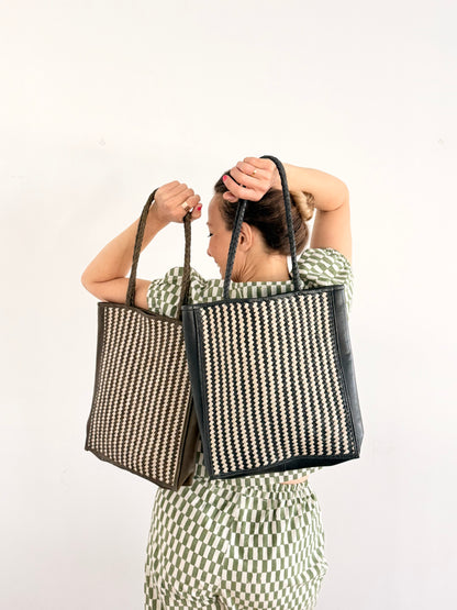 Darna Olive and White Tote Bag