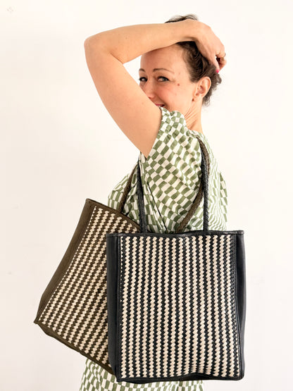 Darna Olive and White Tote Bag