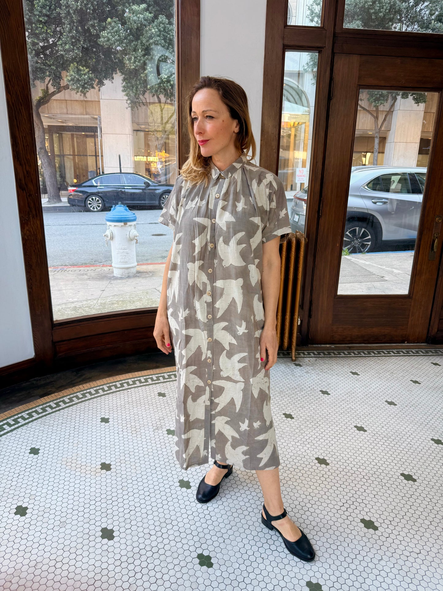 Elise Dress Grey Print Liberté by Ombre Claire