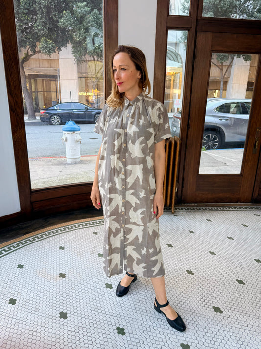 Elise Dress Grey Print Liberté by Ombre Claire