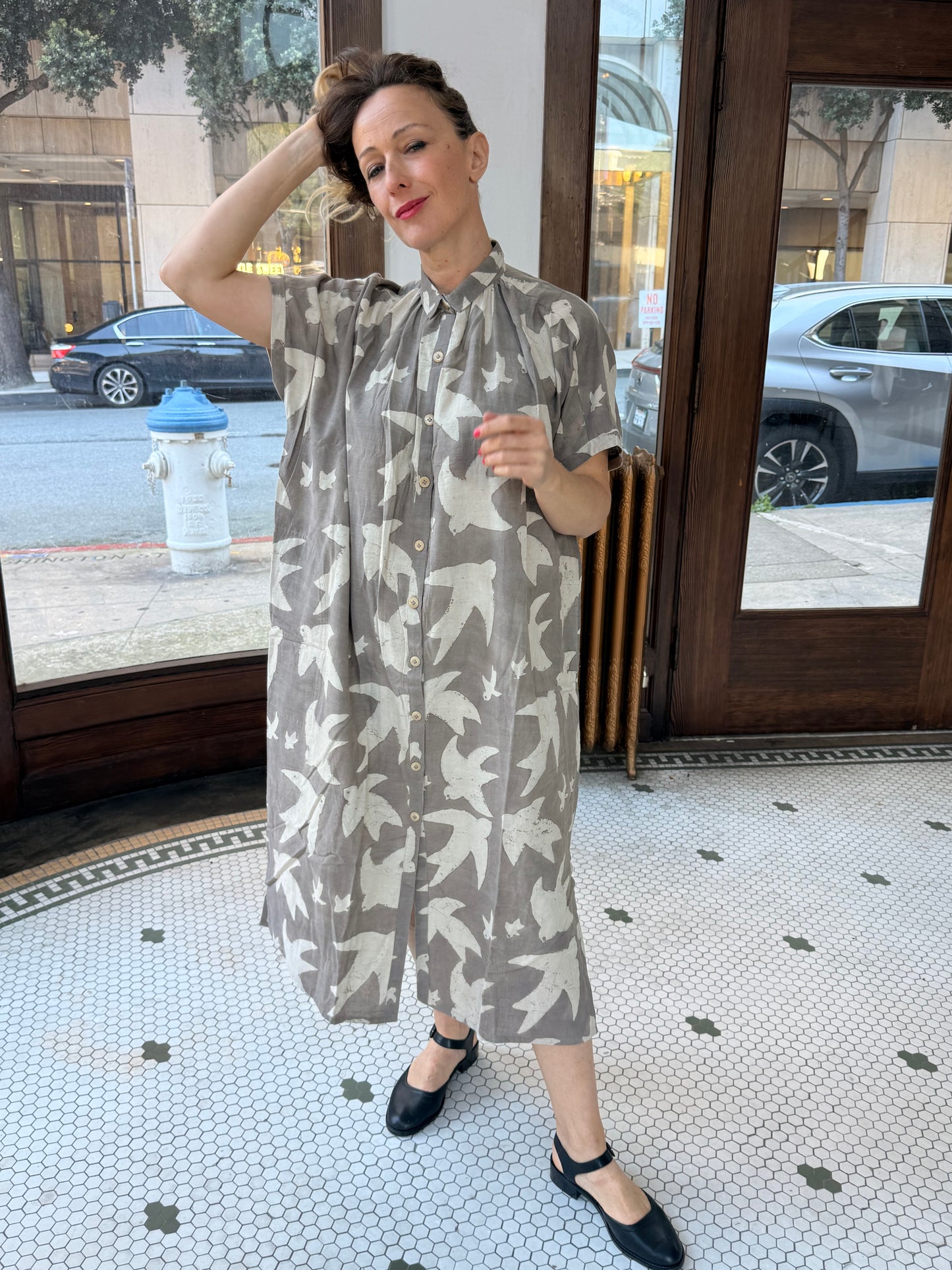 Elise Dress Grey Print Liberté by Ombre Claire