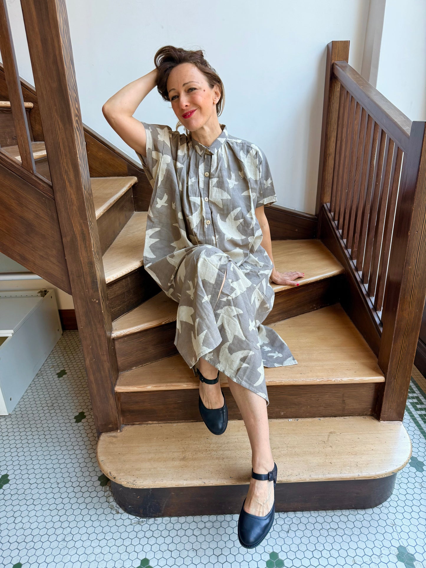 Elise Dress Grey Print Liberté by Ombre Claire