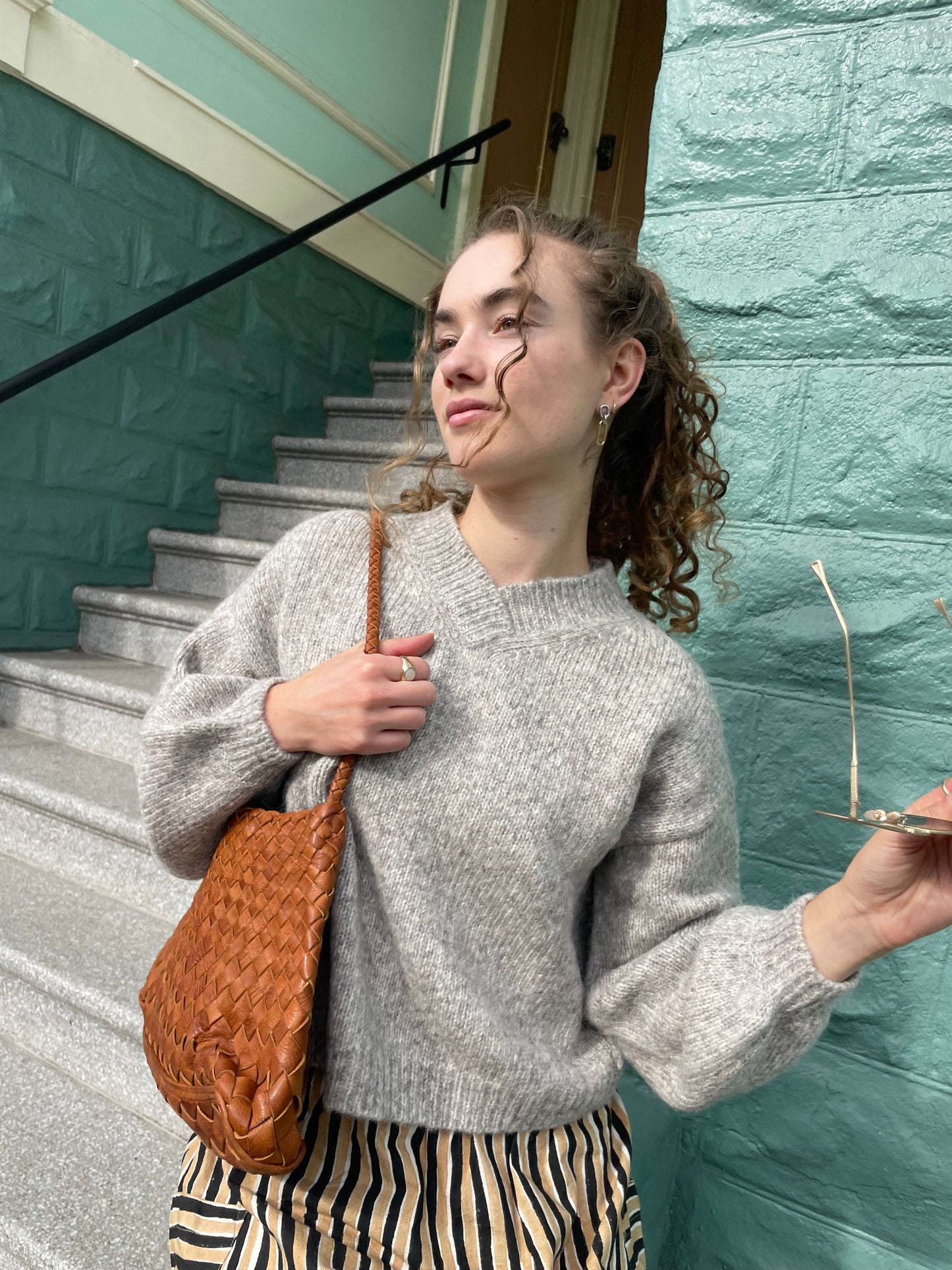 Hand-loomed Silver Félix Sweater, Undyed Alpaca