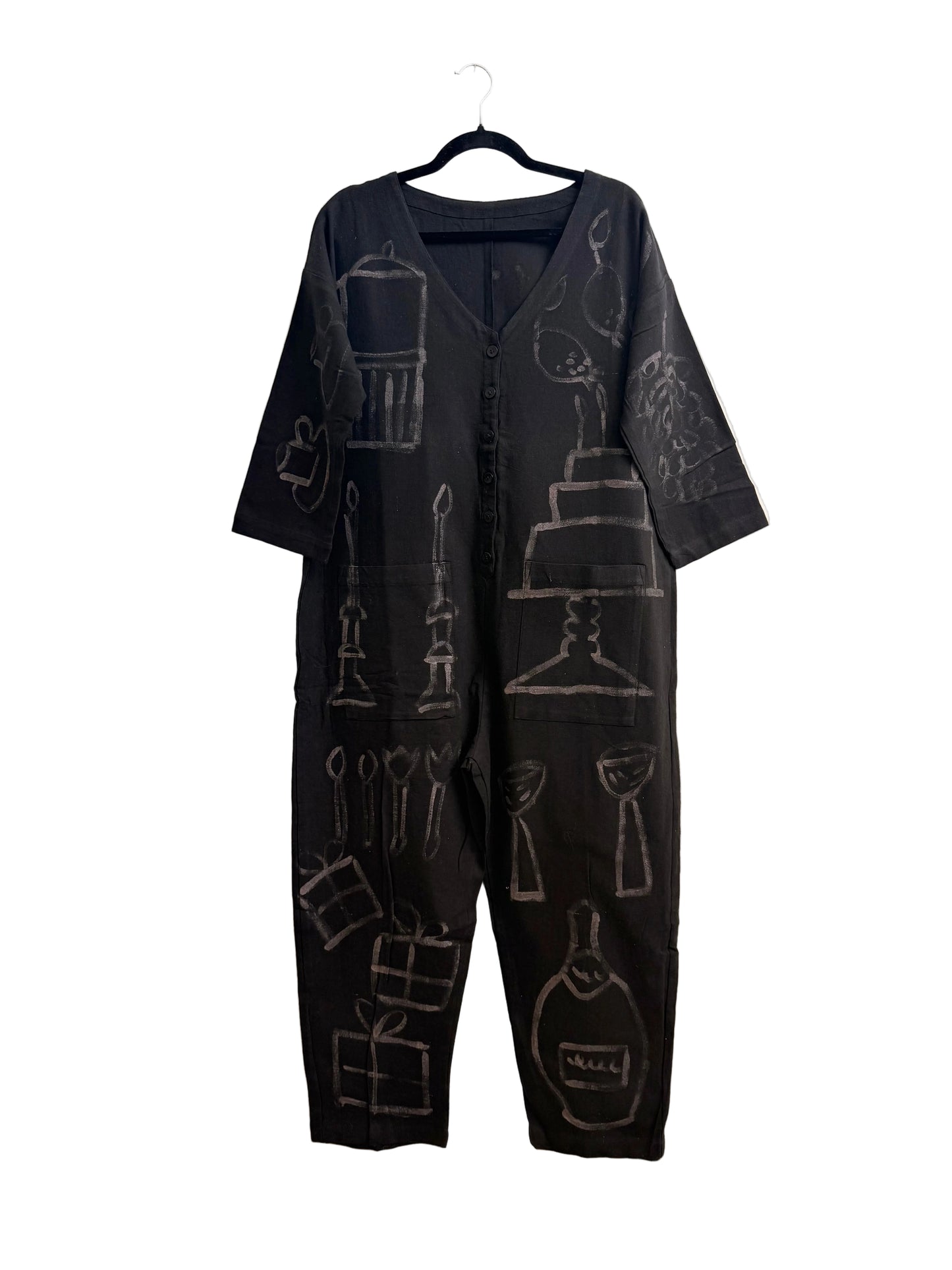 #111 Hand-painted Jumpsuit M/L - Le Gâteau