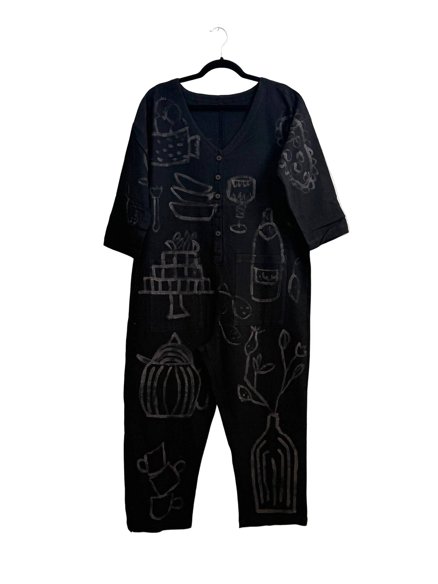 #112 Hand-painted Jumpsuit M/L - Le dîner