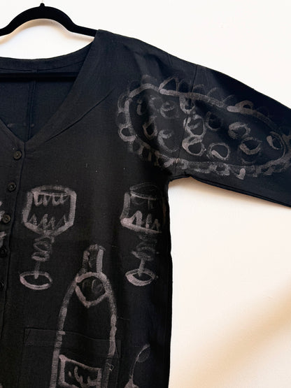 #112 Hand-painted Jumpsuit M/L - Le dîner