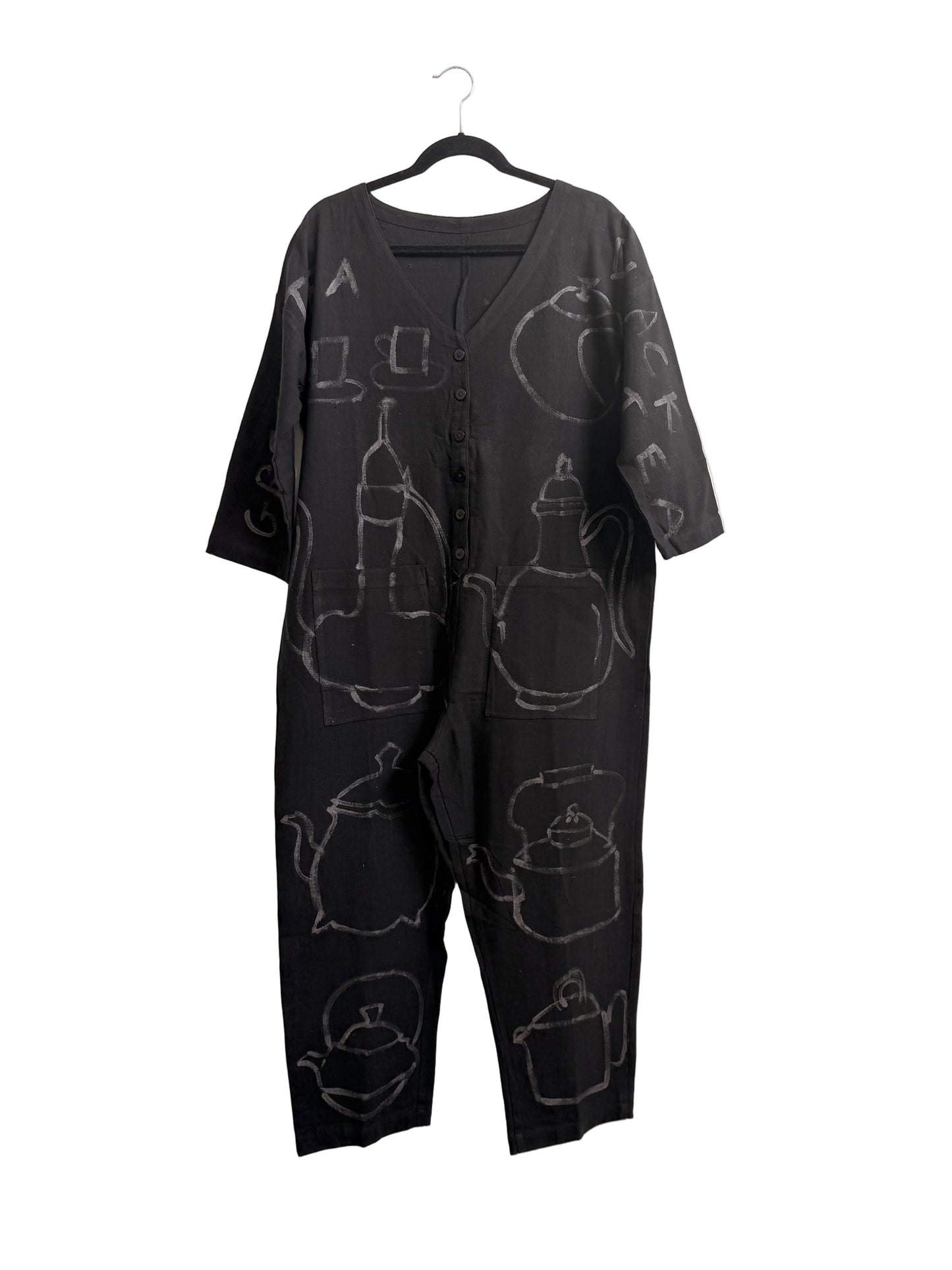 #113 Hand-painted Jumpsuit M/L - Tea Time