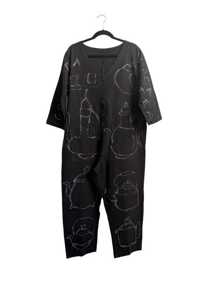 #113 Hand-painted Jumpsuit M/L - Tea Time