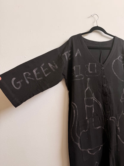 #113 Hand-painted Jumpsuit M/L - Tea Time