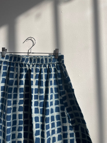 Tilda Skirt Indigo Big Squares (XS-XXL)