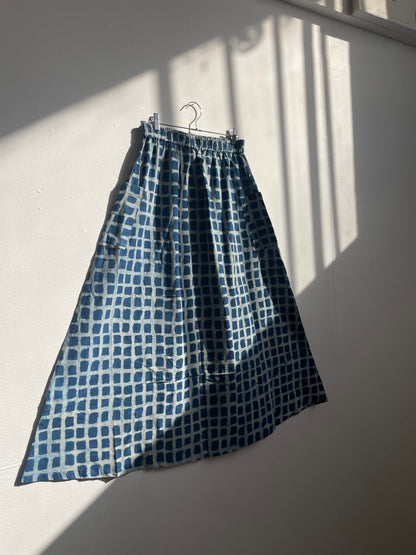 Tilda Skirt Indigo Big Squares (XS-XXL)
