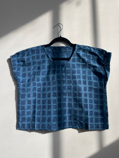 Zélia Top Indigo Big Squares