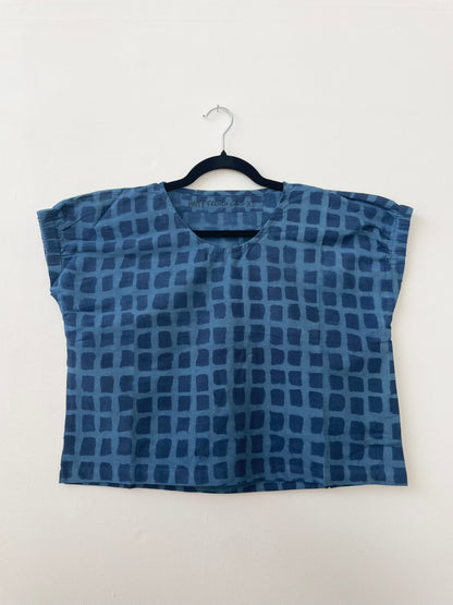 Zélia Top Indigo Big Squares