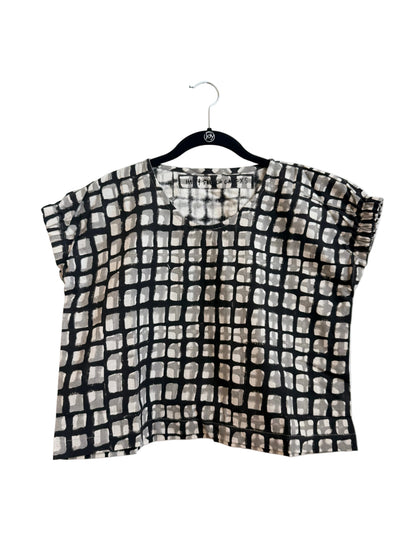 Zélia Top Grey and Black Grid