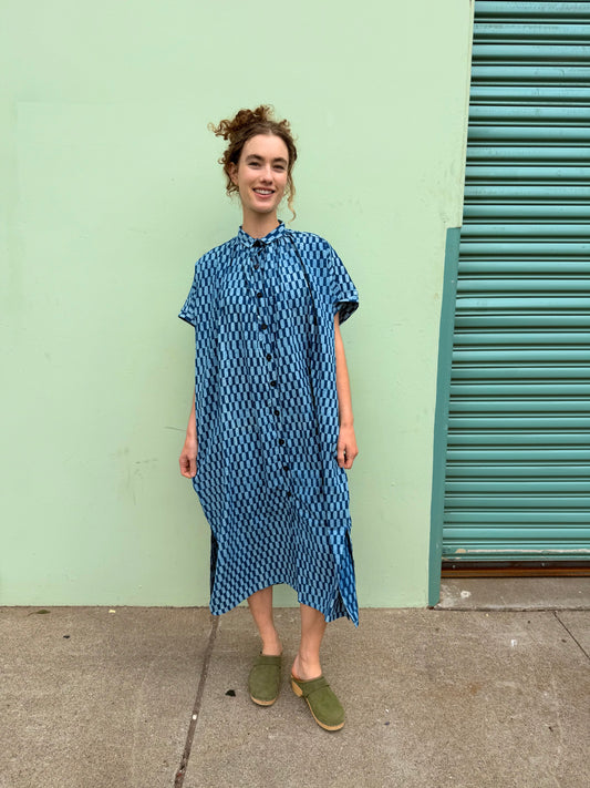 Elise Dress Indigo Petit Rectangle