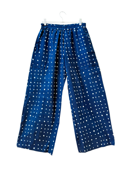 Omar Indigo Small Dots Pants