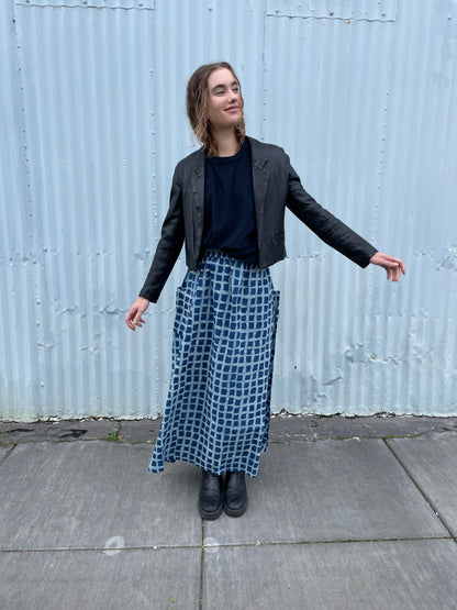 Tilda Skirt Indigo Big Squares (XS-XXL)