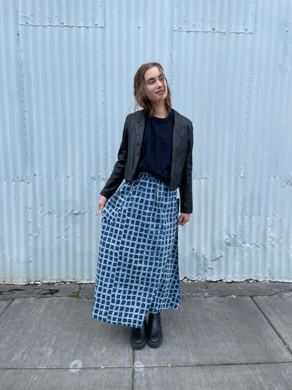 Tilda Skirt Indigo Big Squares (XS-XXL)
