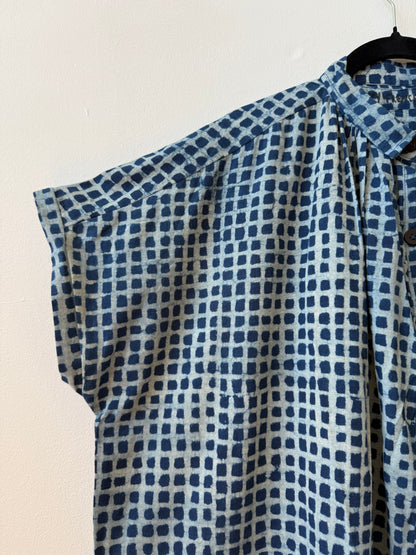 Elise Dress Indigo Check Light